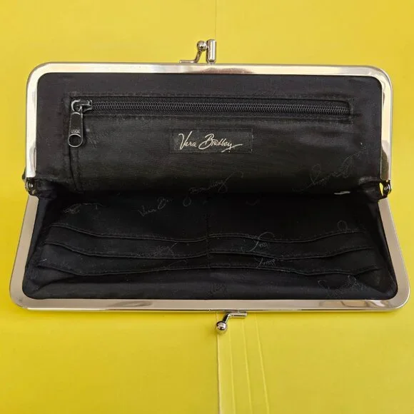 Vera Bradley Caffe Latte Brown Black Tan Large Clutch Wallet - Picture 4 of 6